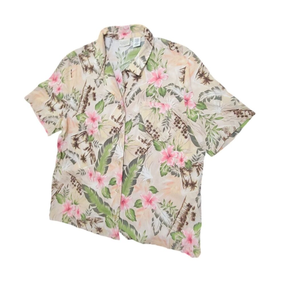 Classic Elements Womens Floral Hawaiian Shirt 16-18W 55% Cotton 45% Rayon